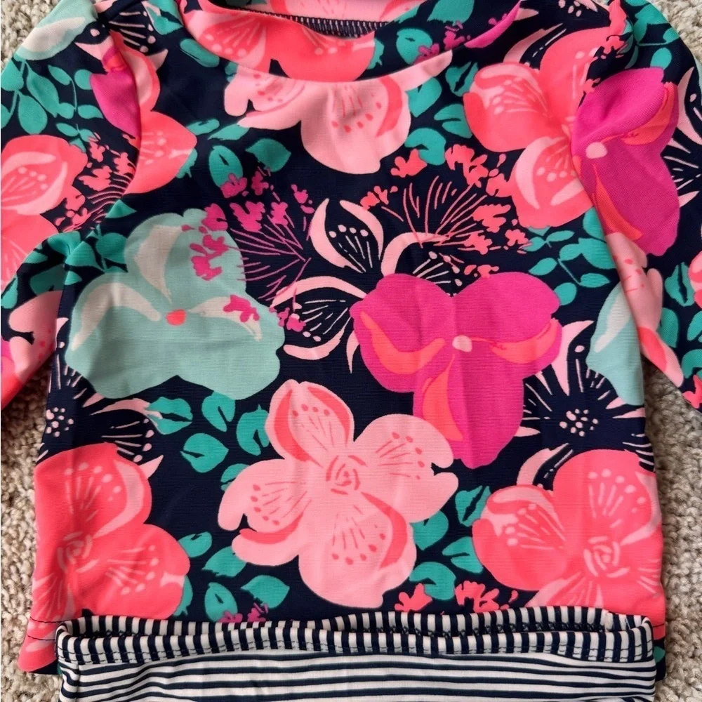 Carters baby girl two piece swimsuit long sleeve rashguard floral size 3 months